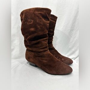 Vintage 80’s Brown Genuine Suede Scrunch Boots